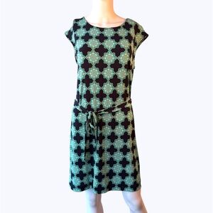 NWT Banana Republic Green and Blue Print Dress Size Medium Petite